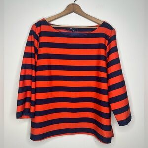 Gap Nautical Blouse Navy Red Stripes 100% Polyester Size L 3/4 Sleeve Sailor